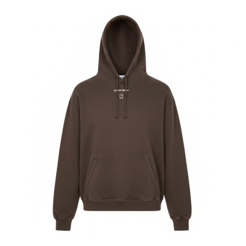 LONELY GHOST "text me when you get home" Brown Hoodie